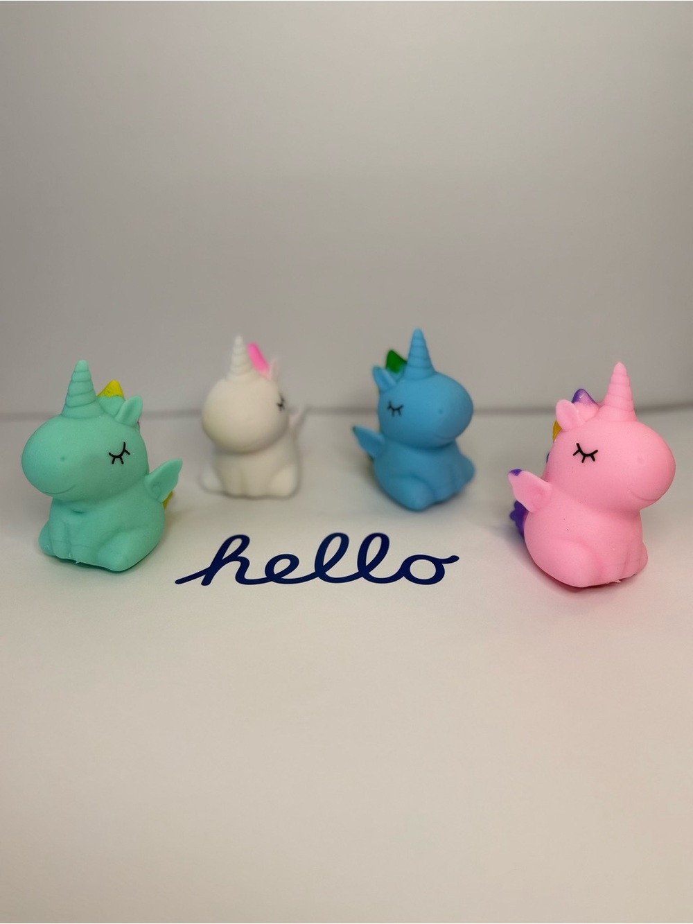 Set of Four Unicorn Squishies Toys - Mint, White, Blue, Pink. New! - Picture 4 of 7